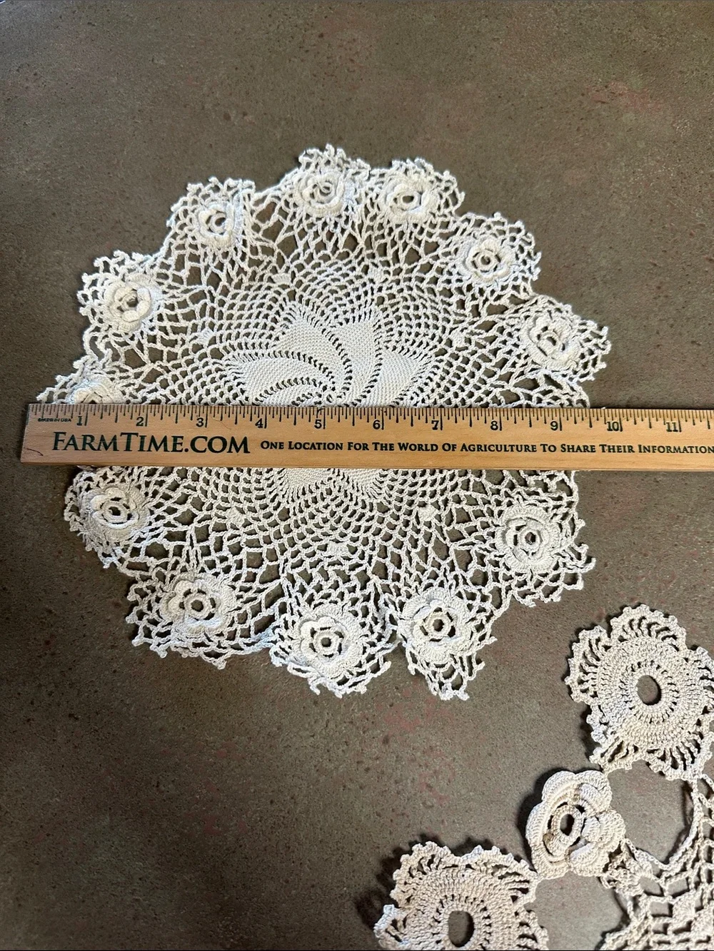 Vintage Handmade Crochet Lace Doilies White Set of 4 Pinwheel Rose